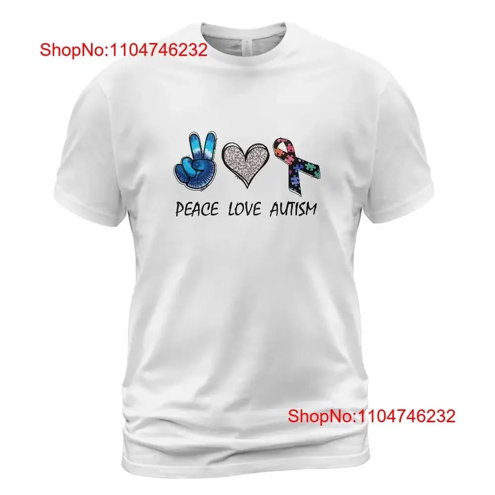 Peace Love Autism T Shirt Consapevolezza Uomo Bianco S 3XL vintage Lavato Unisex Casual Grafica morbida Elegante Comodo streetwear