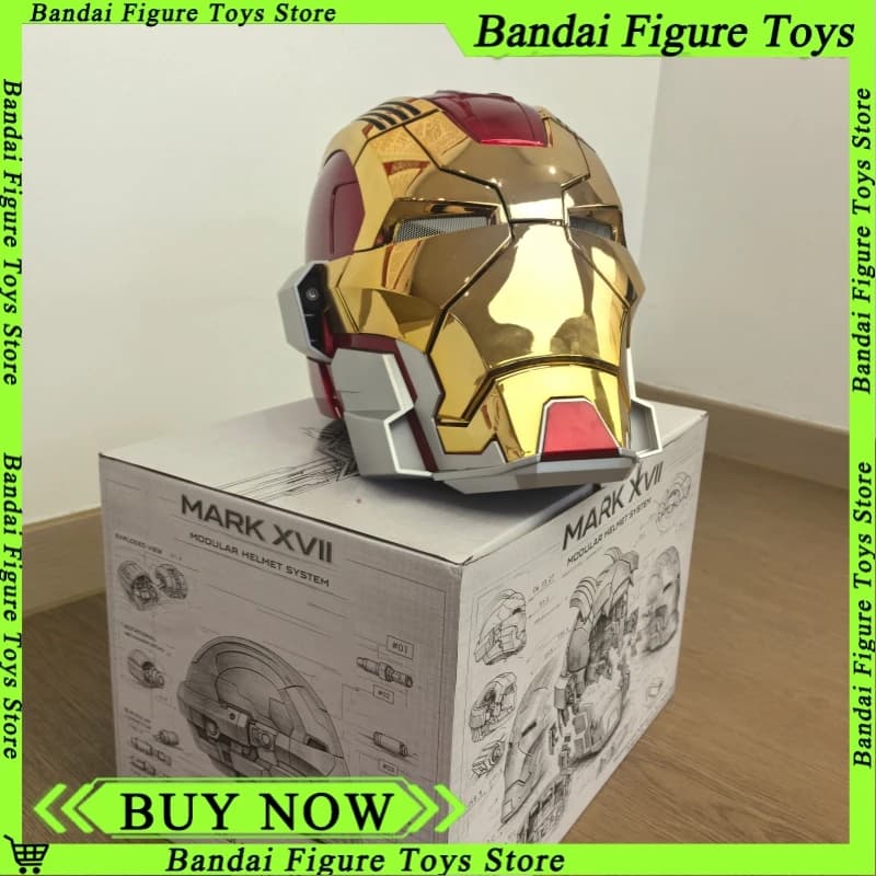 Casco Iron Man Mk17 con Controllo Vocale Jarvis, Apertura e Chiusura Automatica, Maschera Meccanica da Collezione