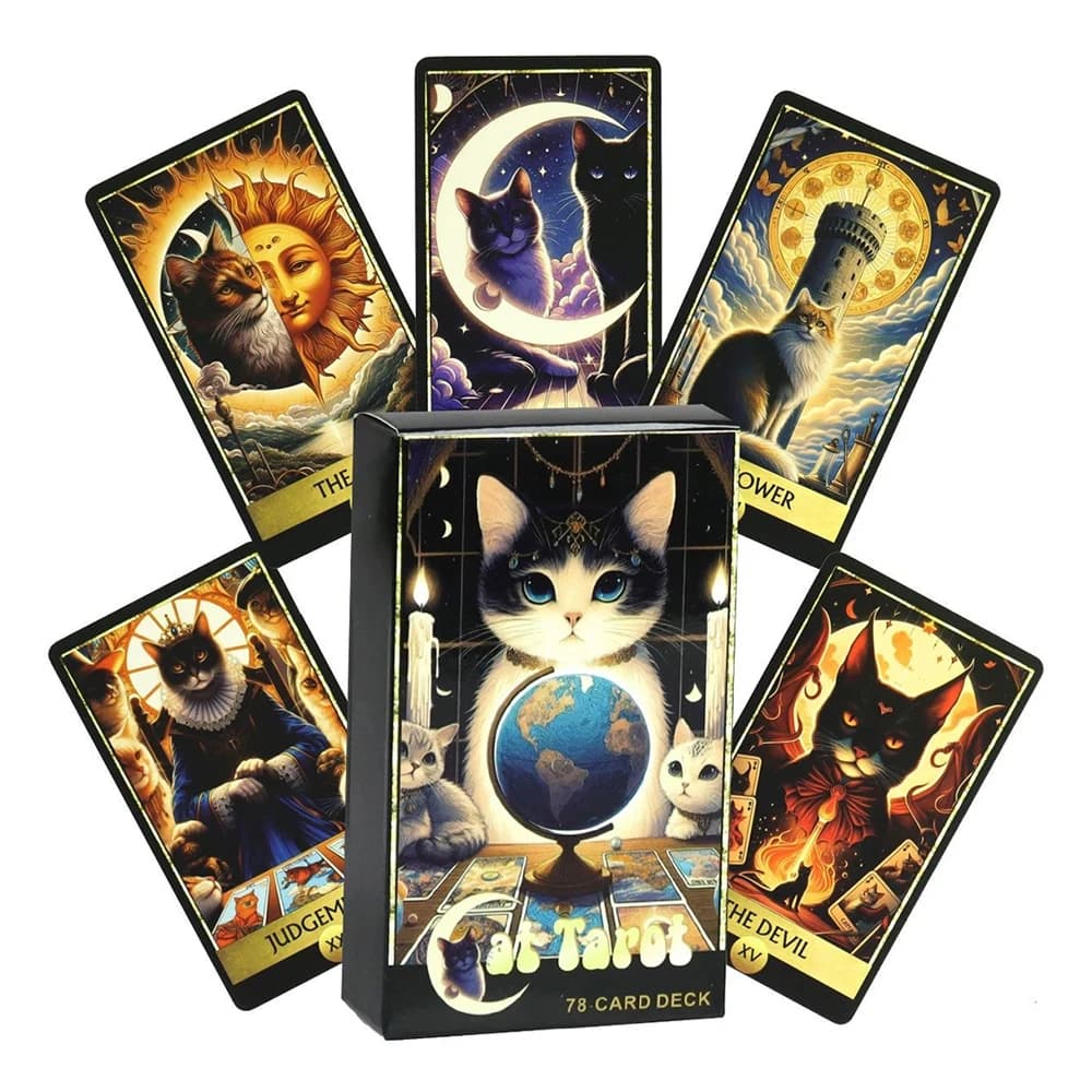 78 carte/mazzo di tarocchi con gatti, carte oracolo per principianti, strumenti per la divinazione e la predizione del futuro, giochi da tavolo per feste, regali