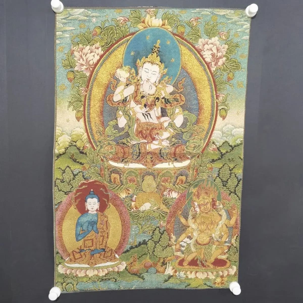 Vajrasattva Thangka Wall Hanging Tibetan Buddhism Dorje Sempa Consort Buddha Tapestry Meditation Altar Religious Decor
