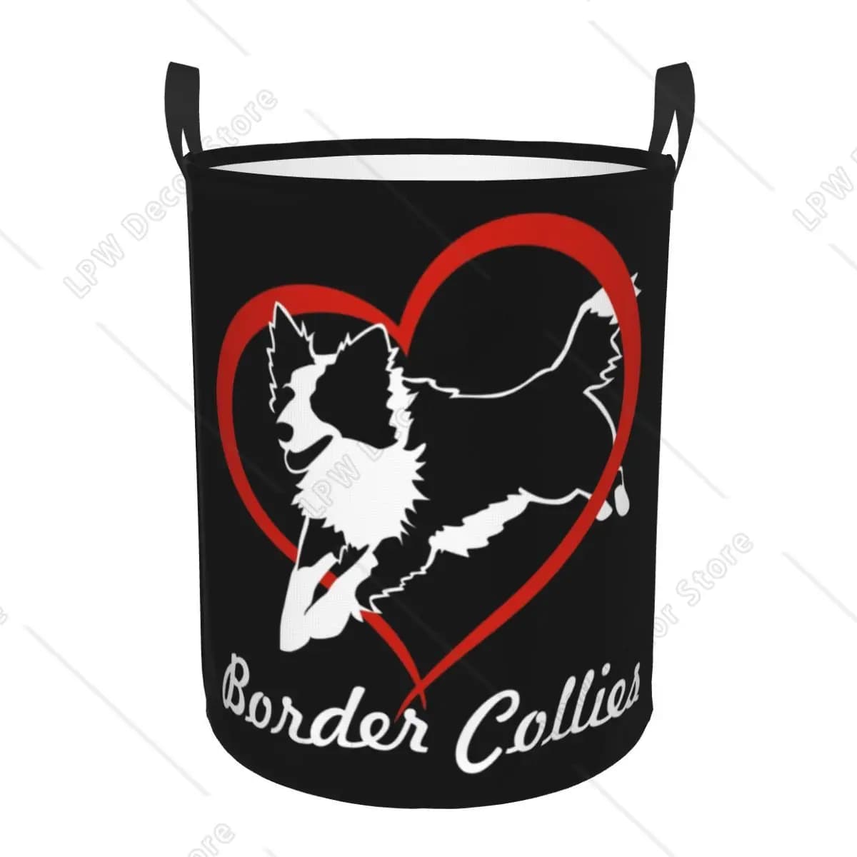 Personalized Folding Wallet Basket with Motive Border Collie, Pet Clothes Container and Kids Toys