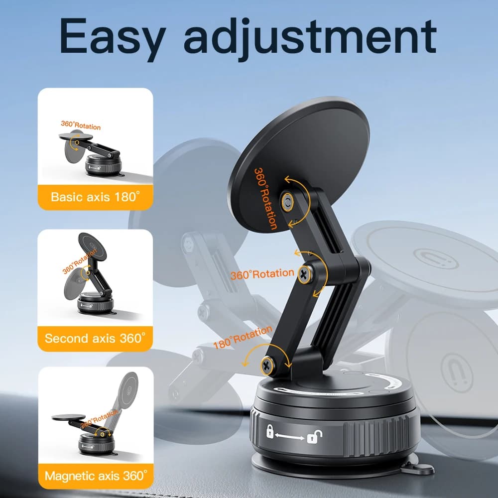 Supporto magnetico per telefono per auto con aspirazione sottovuoto 2025 nuovo supporto per telefono per navigazione per auto con ventosa supporto per telefono triplo