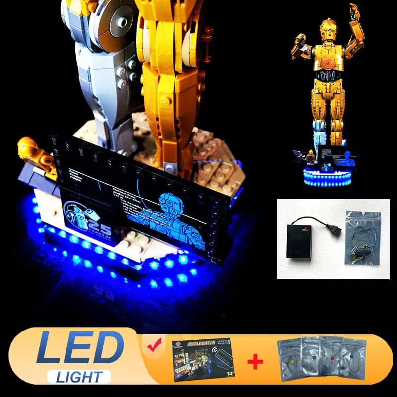 Kit luce LED per LEGO 75398 C-3PO Star Robot Statuetta Lampada Idee Regalo fai da te (Non include blocchi di costruzione Kit di mattoni Set di modelli)