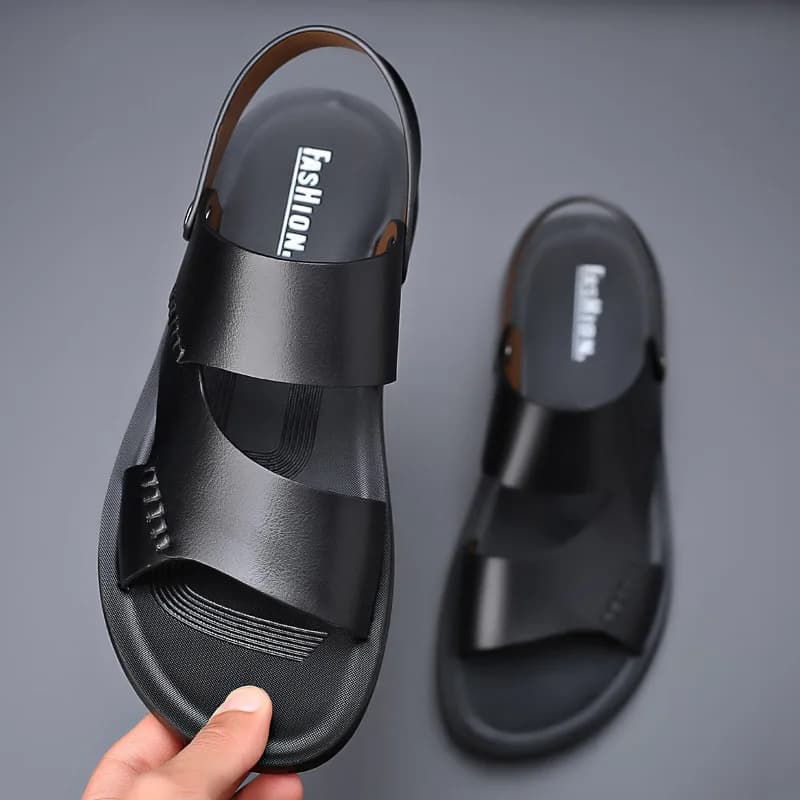 2026 MenS Genuine Leather Summer New Sandals Breathable Plus Size Beach Shoes Soft Bottom Casual Slide Sandals Big Size Footwear