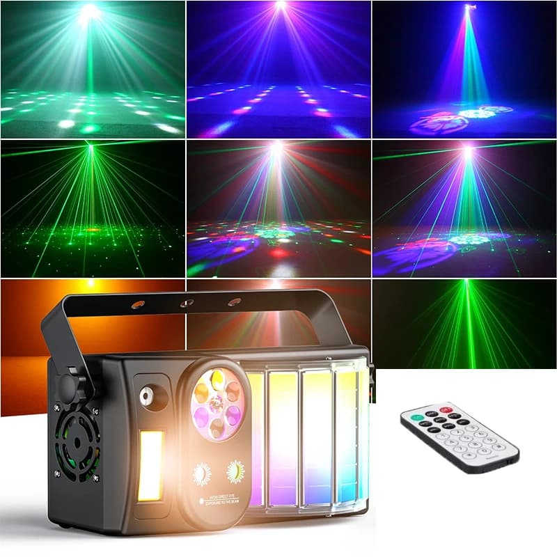 Luci RGB 2026 con Effetto 5-in-1, Luci Stroboscopiche LED con Controllo Sonoro, Proiettore di Effetti Luminosi per Feste e Teatro