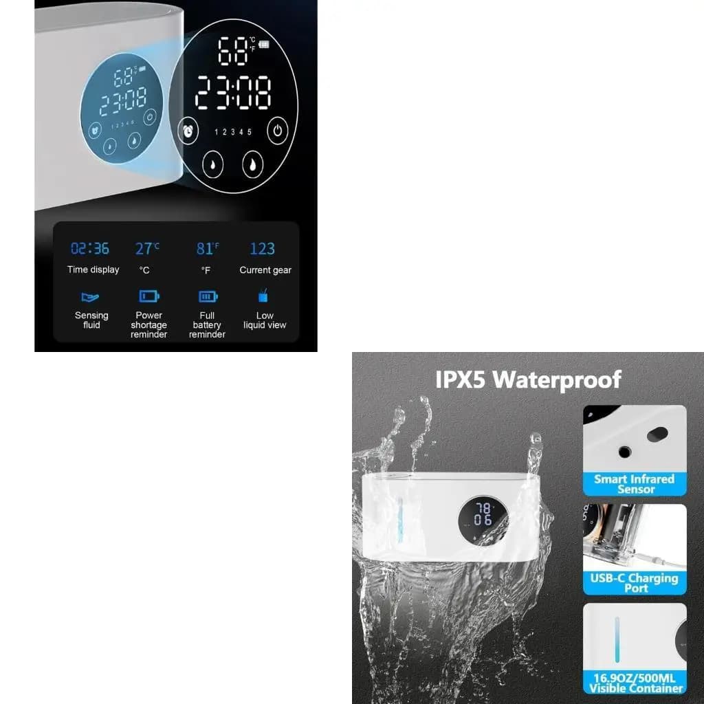 J6PE USB Rechargeable Touchless Soap Dispenser with Motion Wall Mounted ABS Texture for Home and Kitchen and Bathroom