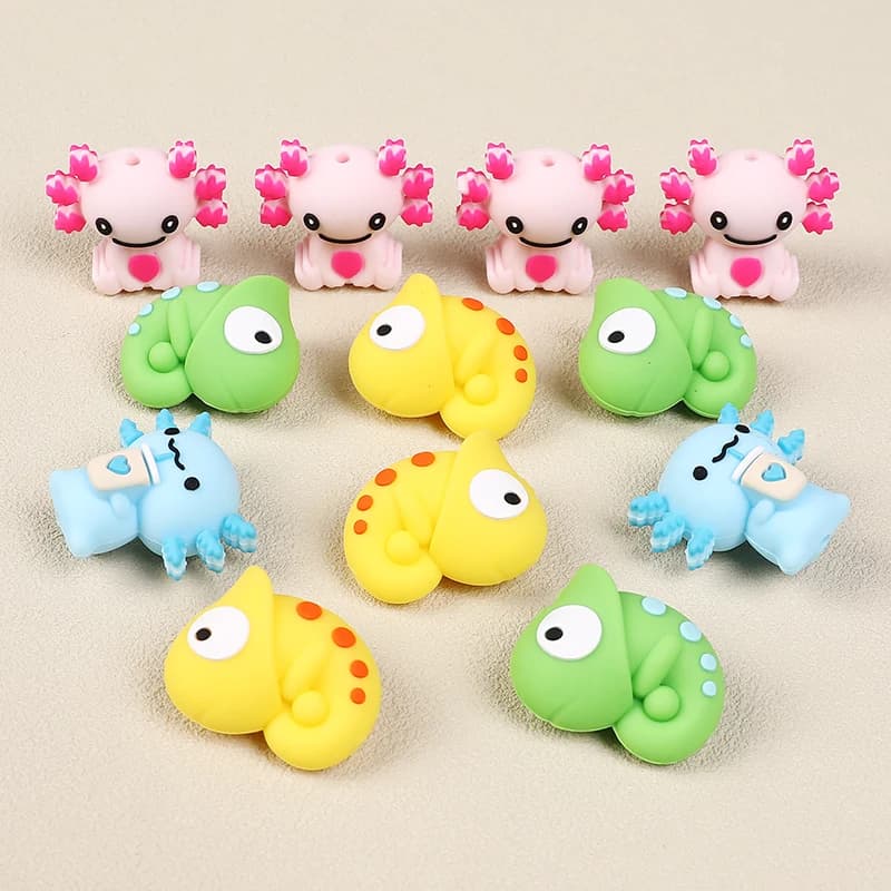4 pz Silicone Massaggiagengive Focus Perline BPA Libero 3D Animale Perline Masticabili FAI DA TE Dentizione Del Bambino Ciuccio Catena Giocattoli Regalo Articoli Per Bambini