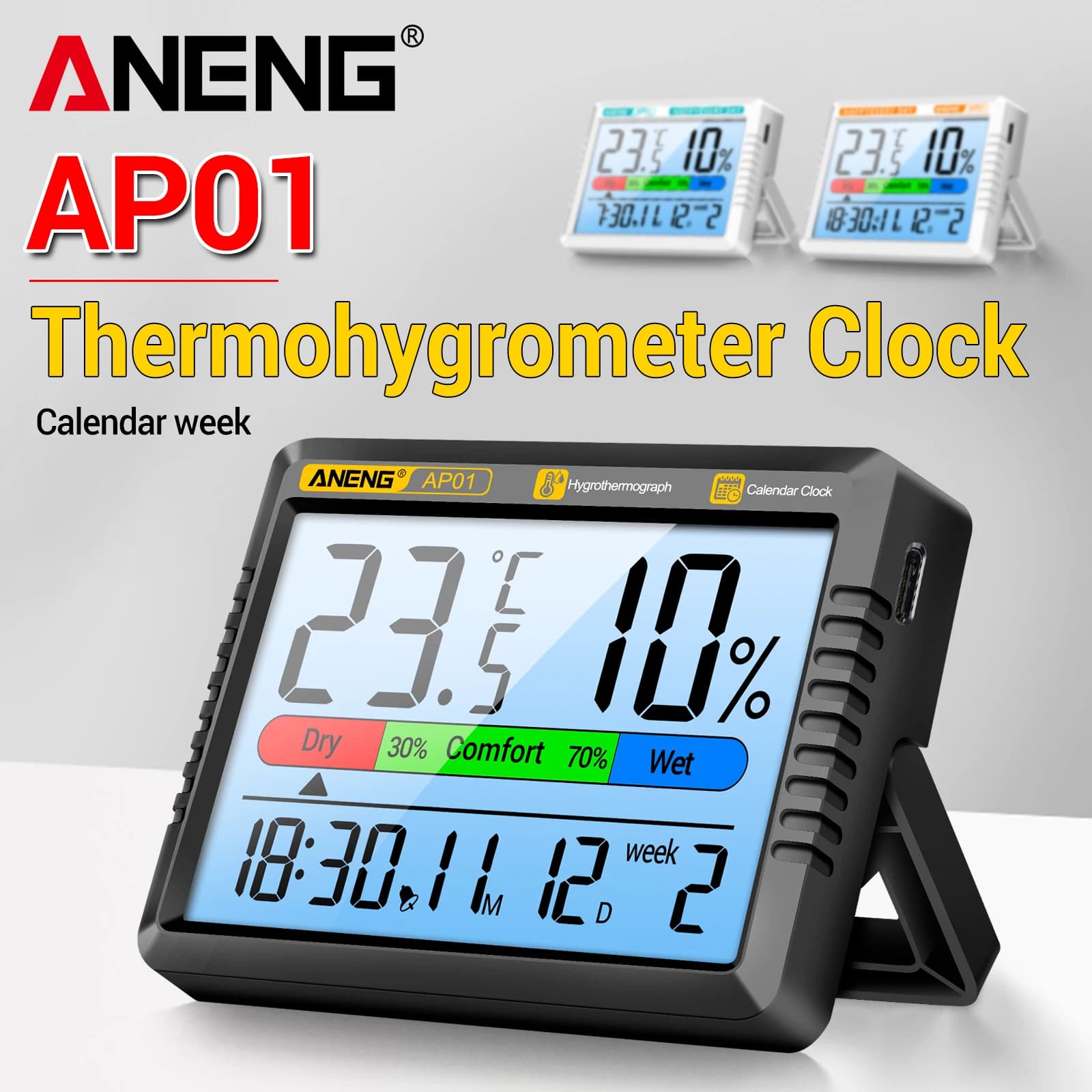 ANENG AP01 Digital Hygrometer Thermometer, Multiscene Precision Indoor Air Humidity Temperature Monitor Tester