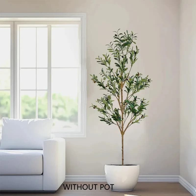 Artificial Olive Tree Branch Without Pot Modern Minimalist Fake Plant for Home garden Living Room Balcony shops Decor