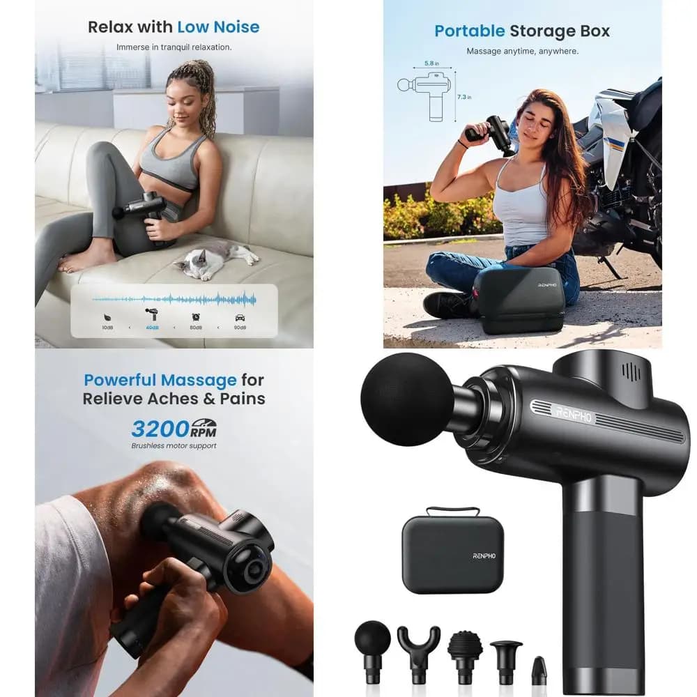Massage Gun Background Textiles - Valentine's Gift, Portable Percussion Massage with Case, Suitable for Athletes and Sports