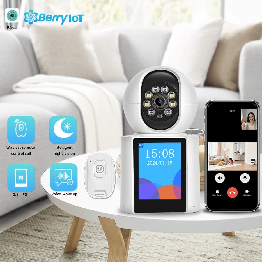 Protezione di sicurezza wireless da 3 MP Videocamera per chiamate WIFI Baby Monitor SOS Schermo da 2,8 pollici Pulsante Chiamata PTZ Monitoraggio automatico ICSEE