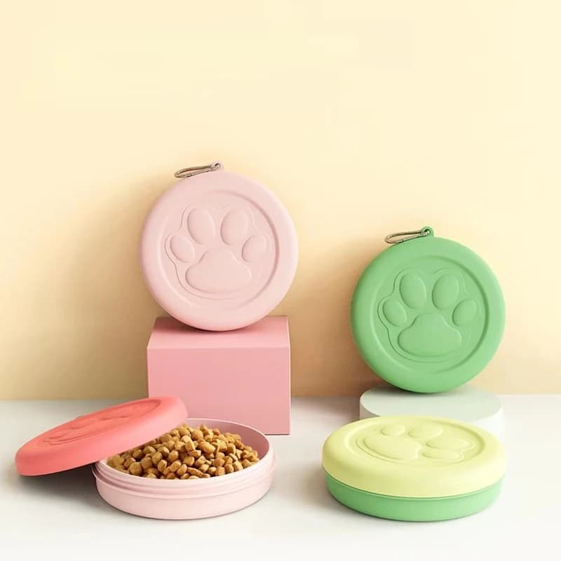 Ciotola da Viaggio 2-in-1 per Cani 11/14cm, Contenitore Portatile per Cibo e Acqua con Scomparto per Snack, Kit per Alimentazione di Animali Domestici per Escursioni e Campeggio