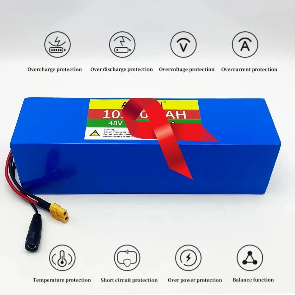 Batteria 48V per E-Bike 13S3P 10.5Ah 18650 al Litio Ricaricabile per Scooter Elettrico Bicicletta 1000W BMS + Caricabatterie 54.6V