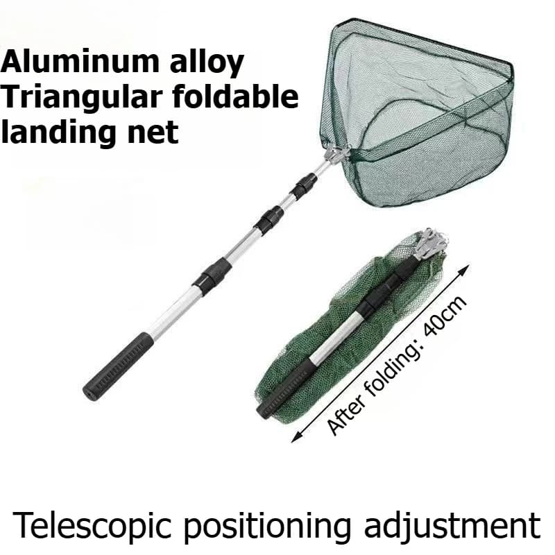 Rete da Pesca Triangolare Ultra-leggera Pieghevole, Rete Telescopica Portatile in Nylon per Catturare Pesci Grandi, per Pesca con Esche all'Aperto