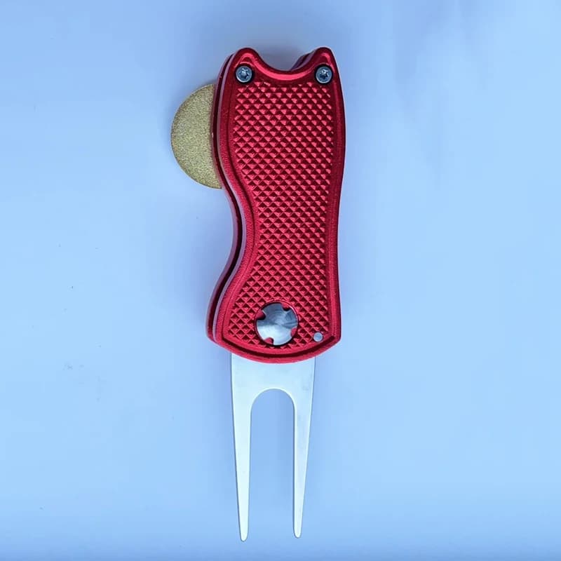 Foldable Golf Divot Repair Tool With Golf Ball Tool Pitch Groove Cleaner Golf Accessories Metal Putting Fork Training Aids