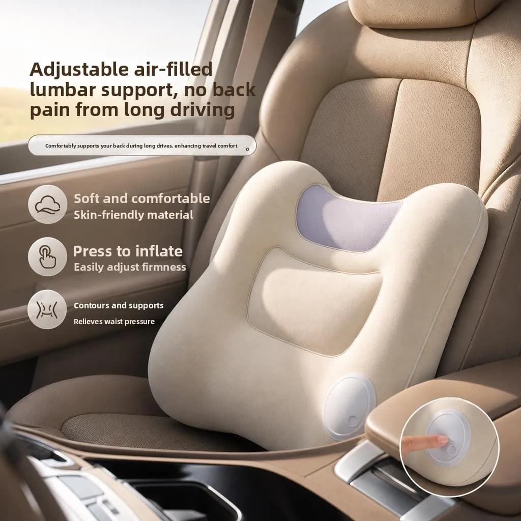 Inflatable Adjustable Car Cushion Office Chair Lumbar Support Pillow Driving Pad Adjustable Back Support Pillow