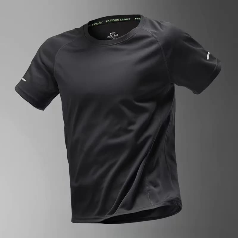quick drying T-shirt men's 2025 summer mesh sports short sleeved half sleeved fitness clothes running clothes new top