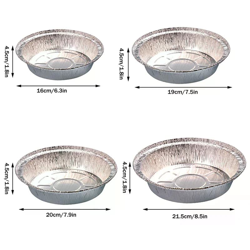 20 Parts Aluminum Round Trays, Disposable Containers in Silver Aluminum Sheet for Food, Aluminium Ties for Cakes, Air Frying Taps