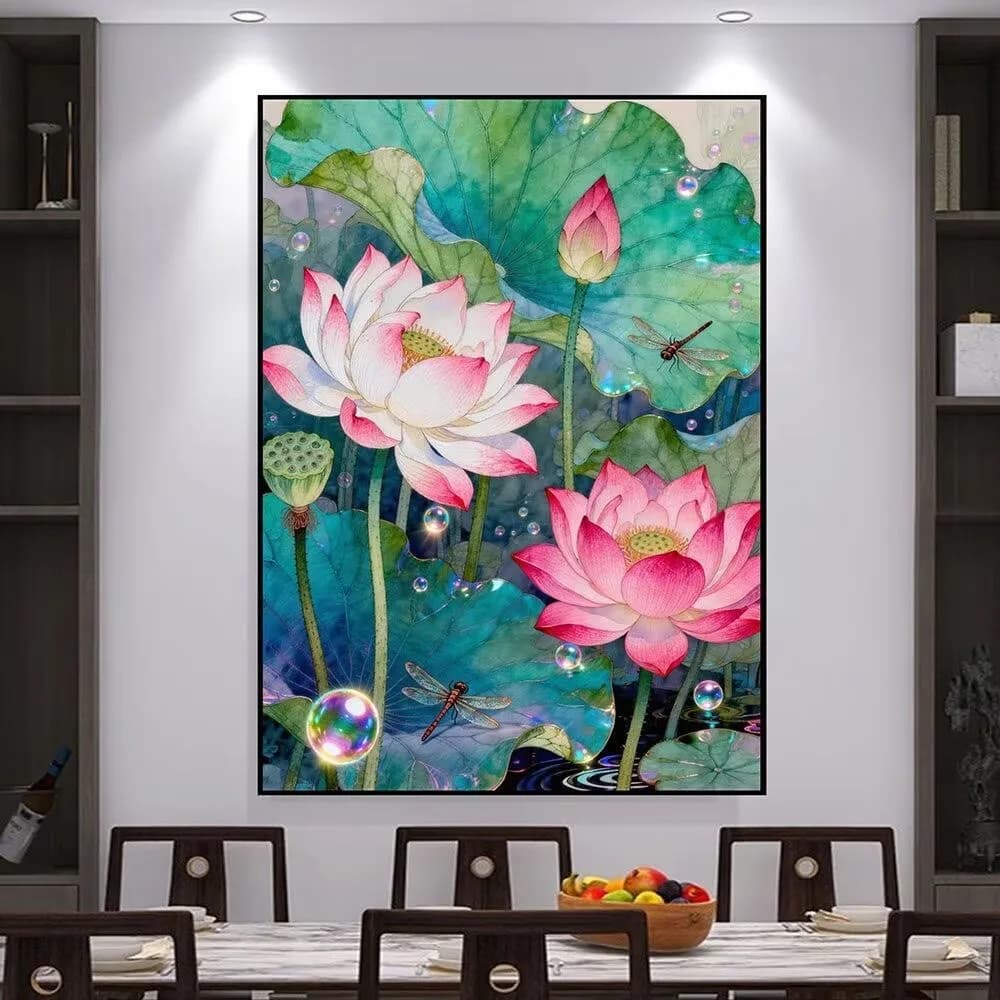 9CT 11CT DIY Cross Stitch Kit Lotus Embroidery Chinese Style Printed Set with Thread Needlework for Home Crafts