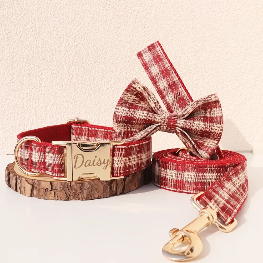 Custom Floral Dog Collar & Leash Set with Quick Release Buckle, Breathable Polyester Adjustable Set for Small Medium Large Dogs