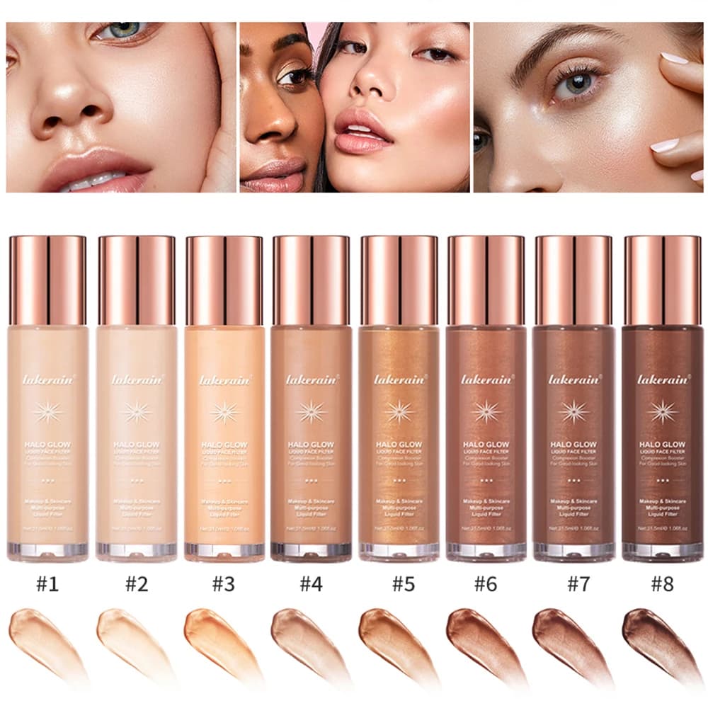 Illuminante Liquido per Viso e Corpo in 8 Colori, Makeup a Lunga Durata, Contouring Liquido, Cosmetico a Doppio Effetto