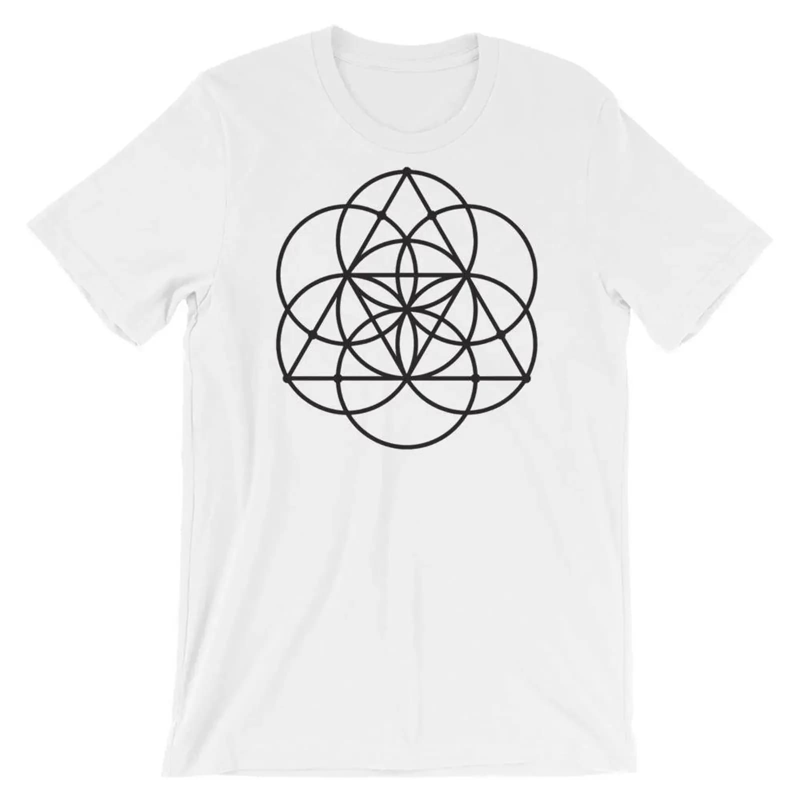 Seed of Life T Shirt sacred geometry flower power 7 vintage Washed Stylish graphic Unisex Soft Versatile streetwear homme
