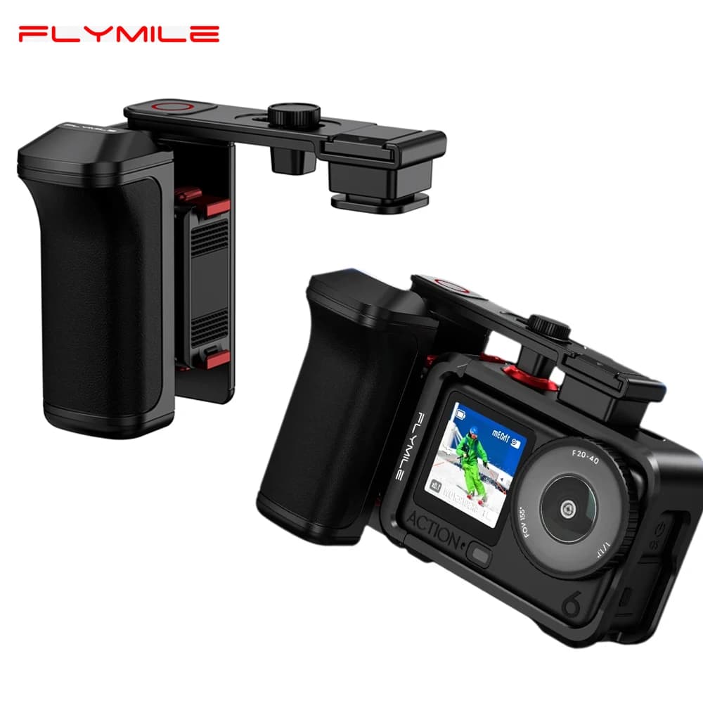 Maniglia per fotografia di strada Flymile per DJI Osmo Action 6 Maniglia per fotocamera Supporto di espansione con accessori per pulsante di otturatore