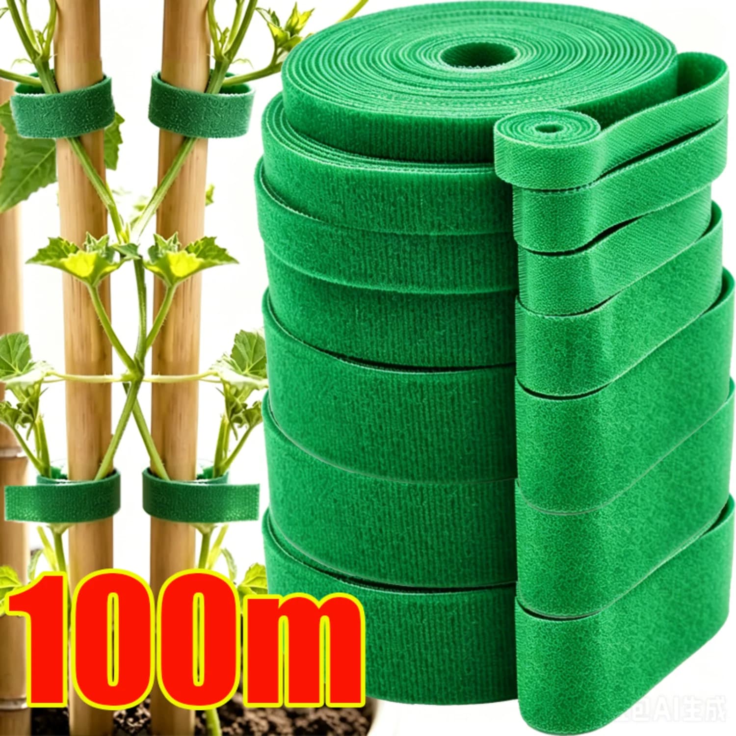2-100M Adjustable Plant Nylon Cable Tie Self Adhesive Plants Hook Loop Support Garden Twine Bandage Reusable Fastener Tape Strip