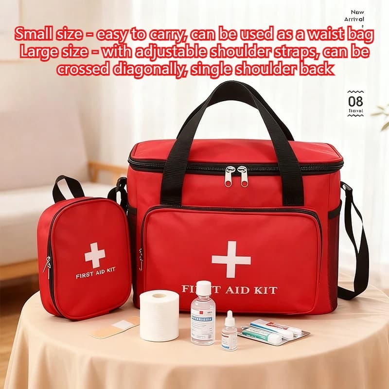1Pc Large Capacity Red Cross Emergency Medical Storage Bag Oxford Cloth First Aid Box For Car Home Outdoor Kit