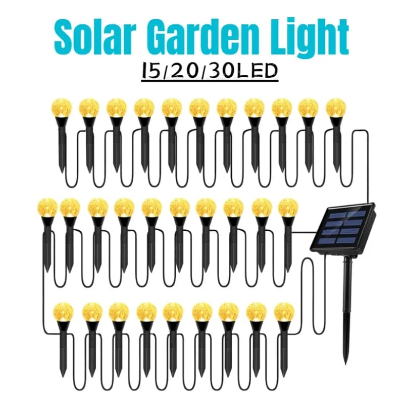 Set di corde per lampada da giardino a bolle solari per esterni Decorazione paesaggistica LED impermeabili Luci da palo ad energia solare per giardino