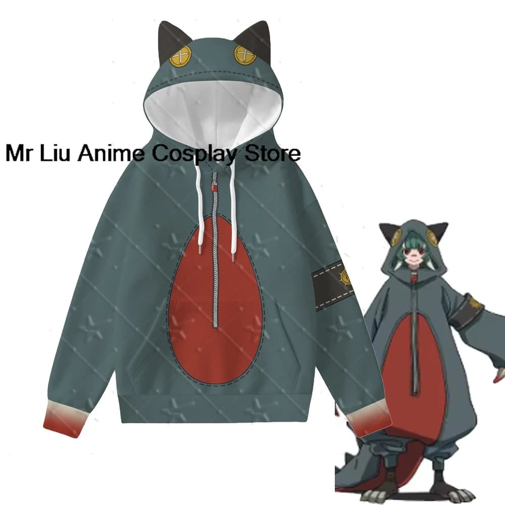 Gachiakuta Guita Cosplay Felpa con cappuccio e orecchie da gatto, manica lunga, stampata, per uomo e donna, costumi quotidiani