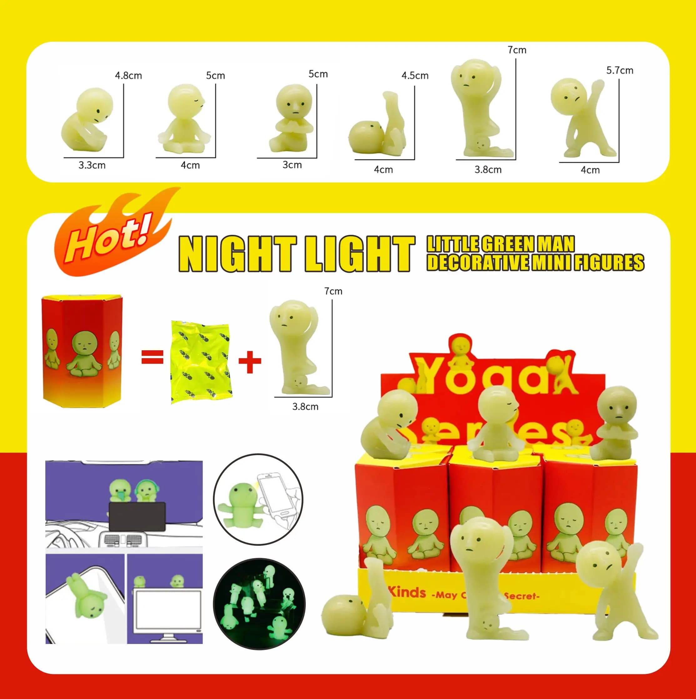 Mini box blind toy fashion Smiski Hippers | Yoga series theme for bedroom | Bright ornaments for dolls | Desktop decoration and computer