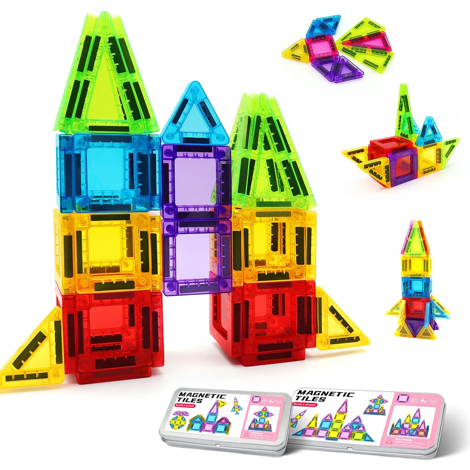 Mini Blocchi Magnetici da Costruzione, con Scatola in Ferro per Gioco Portatile, Perfetti come Regalo e Facili da Riporre, Sicuri per Bambini
