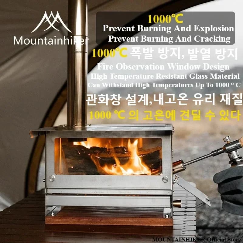 MOUNTAINHIKER Stufa a Carbone Pieghevole in Acciaio Inox, Aggiornata, per Campeggio, Picnic, Tenda, Escursionismo, Viaggi, Stufa a Legna per Esterni