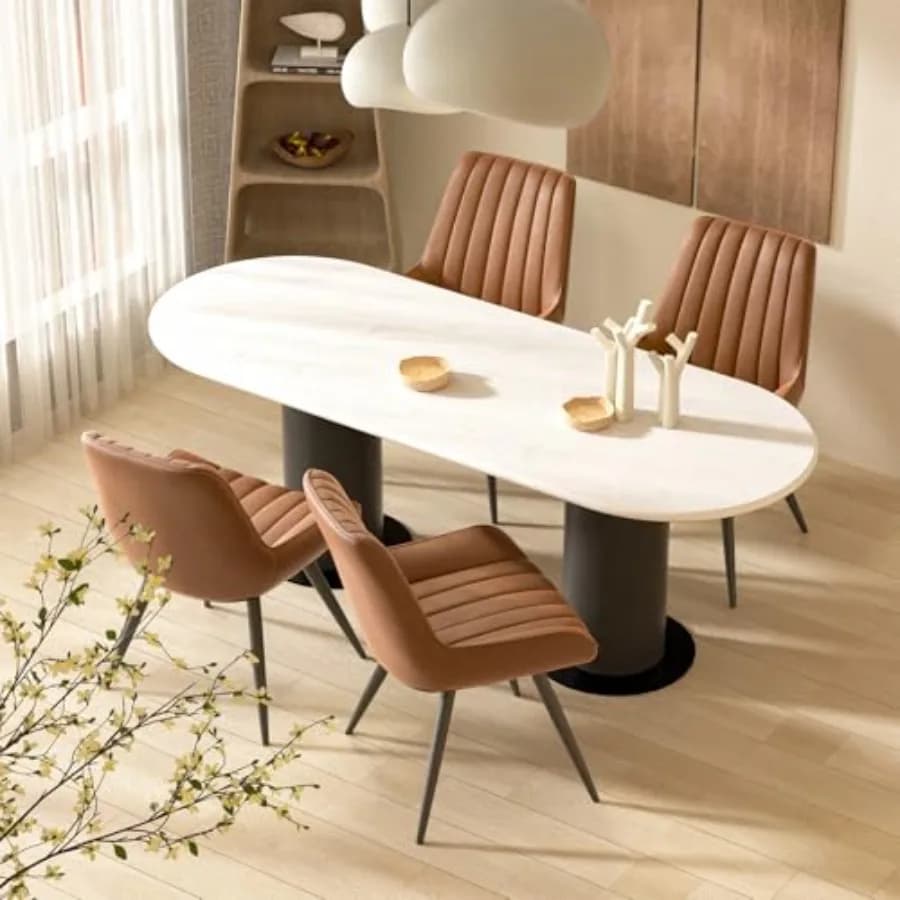 Set of 4 Modern Dining Chairs, Comfortable Dining Chairs with Mirror Cushions, Side Kitchen Chairs Padded with Metal Legs