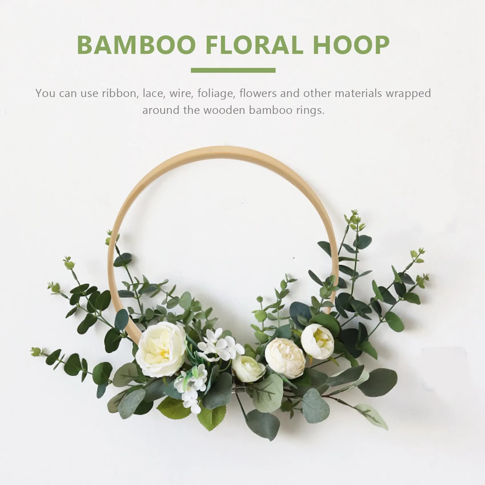 [NEW!A93G】 Wooden Rings,Bamboo Floral Hoops Wreath Rings Macrame Hoop Rings For DIY Wedding Christmas Wreath,Dream Catcher Craft