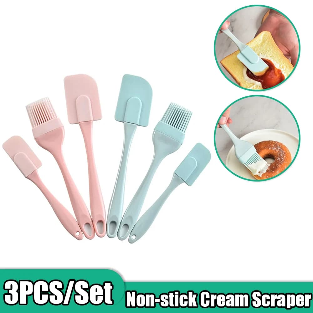 3 pieces silicone cream scraper non-stick bread cake spatula for butter brush mixer for oil with PP handle spatula for cake cooking tool