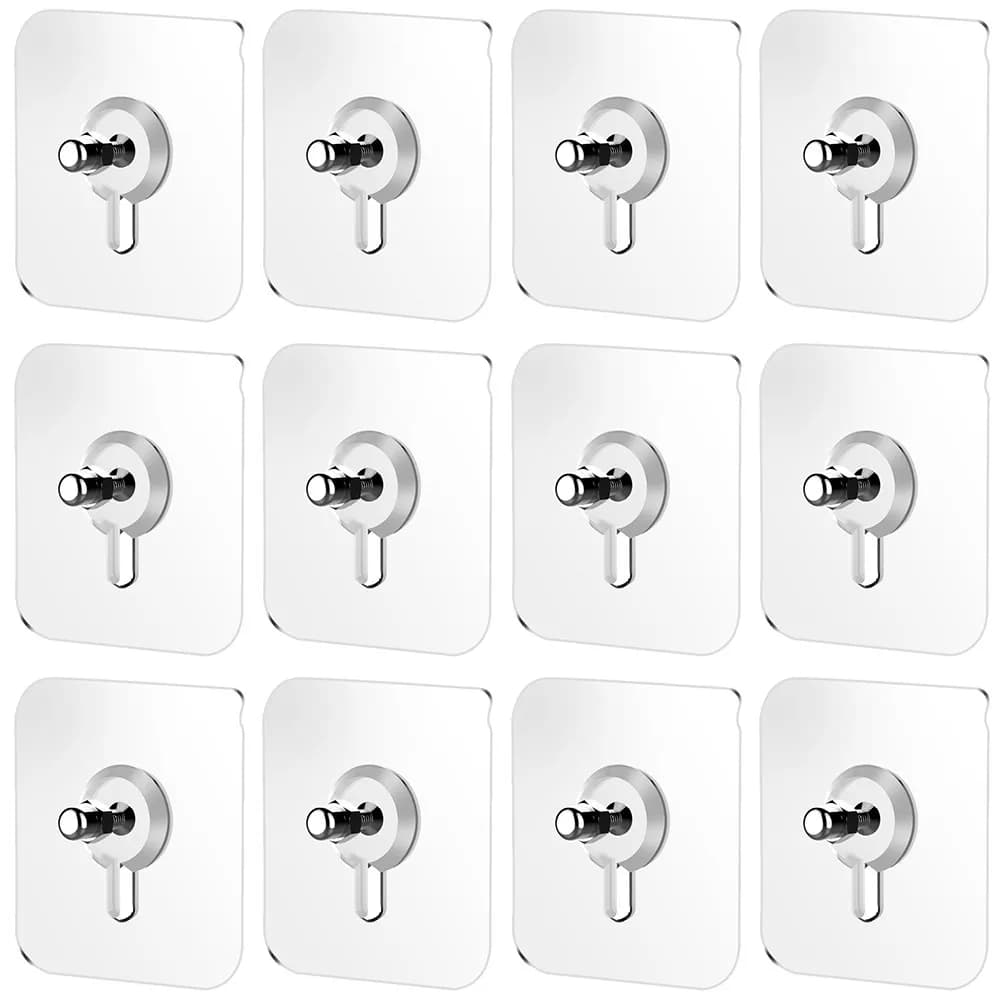 12Pcs Clear Suction Cups Hook Transparent Acrylic Wall Screws Bolt Hanger for Glass Window Mirror Decorative Board Keys