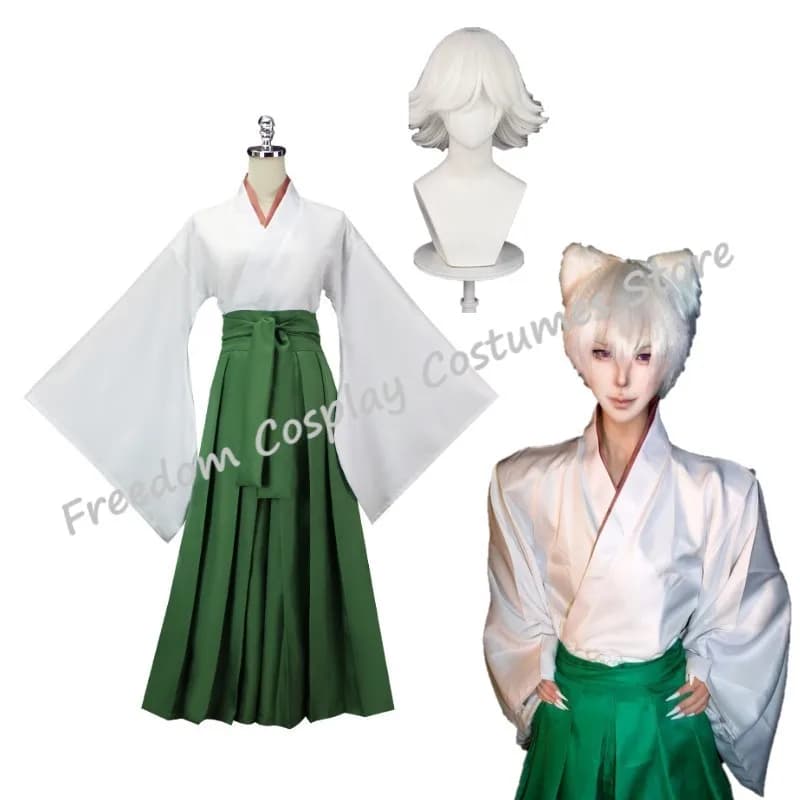 Kamisama Kiss Hajimemashita Love Mizuki Costume Cosplay Parrucca Kimono verde Top Pantaloni Halloween Costumi unisex cosplay