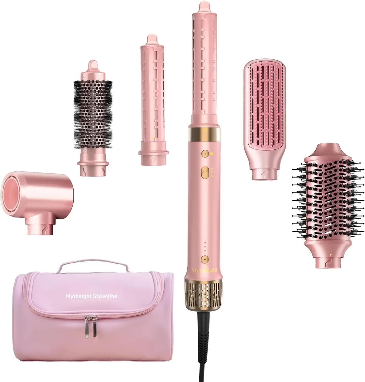 Styler ad aria 6-in-1: Asciugacapelli e spazzola per capelli con custodia da viaggio - Arricciatura automatica, asciugatura rapida, volume senza effetto crespo