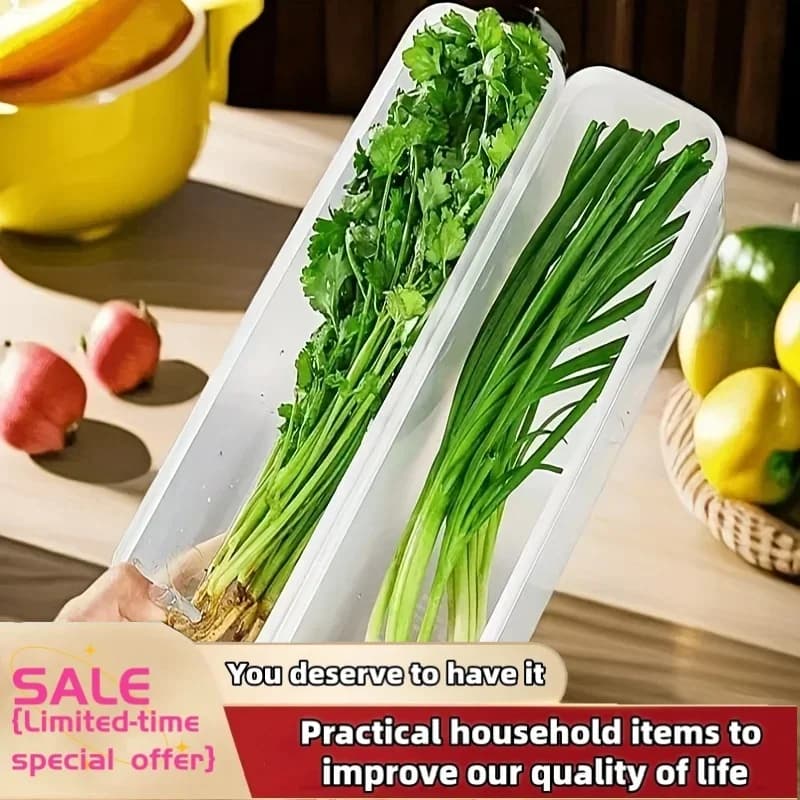 Contenitore per la conservazione degli alimenti freschi nel frigorifero, essenziale per la conservazione della freschezza, contenitore per alimenti con coperchio trasparente e sigillato.