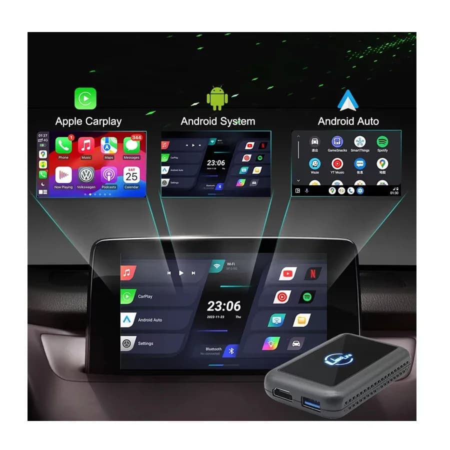 Carplay Smart Ai Box Nero Adattatore da viaggio universale Uscita HD Car Play Android USB TV Box per tutte le auto con Carplay cablato