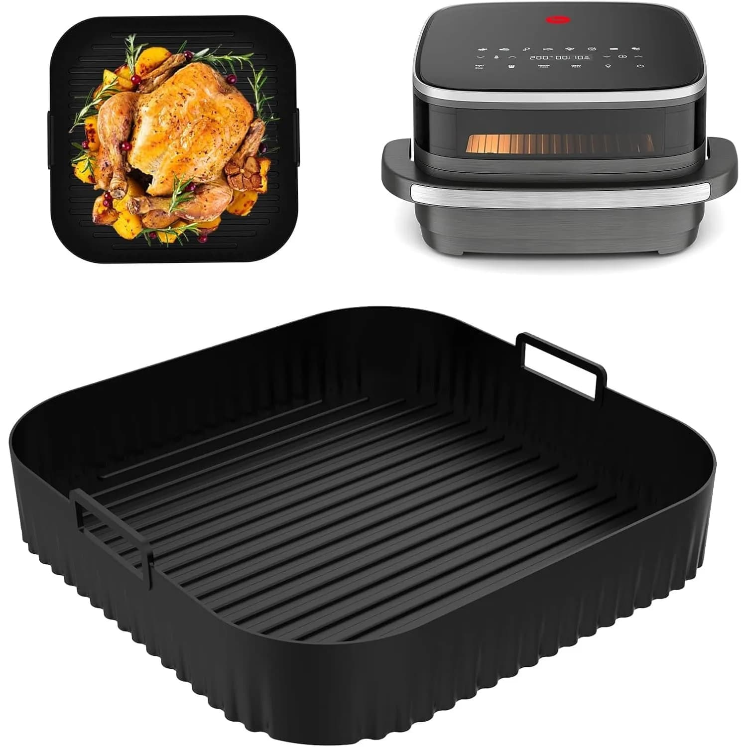 26cm Air Fryer Silicone Mould for Moulinex Easy Fry XL Reusable Surface AirFryer Silicone Tray Container Accessory Easy to clean