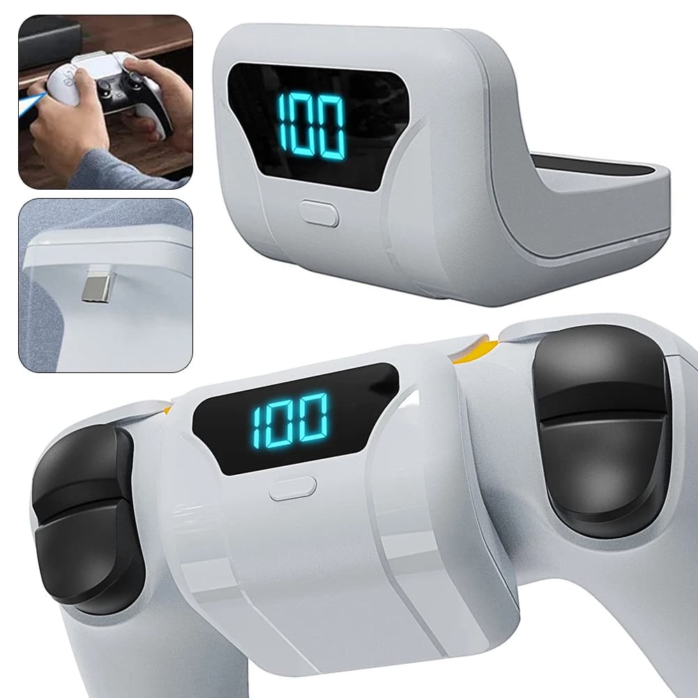 Batteria da 1500 mAh per controller gamepad wireless PS5 Batteria con clip posteriore Portatile portatile con display digitale