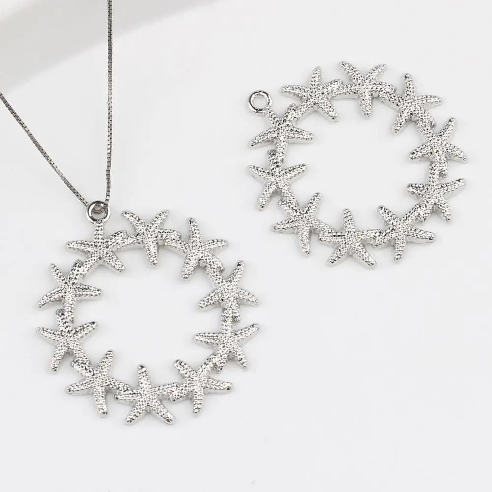 6 pcs/lot 35*38MM In Zinc Alloy Star Marina Pendant Ring Pendants And Pendants FAI Necklace by The Earrings Accessories