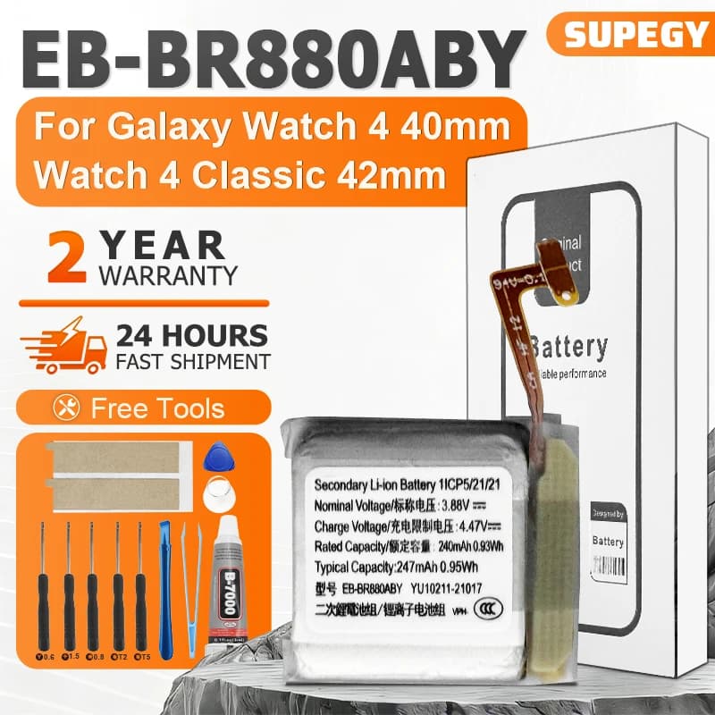 Batteria 2026 Years Battery EB-BR880ABY per Galaxy Watch 4 40mm/42mm R865U EB-BR890ABY per Galaxy Watch 4 44mm/46mm R870 SM-R875U + Strumento