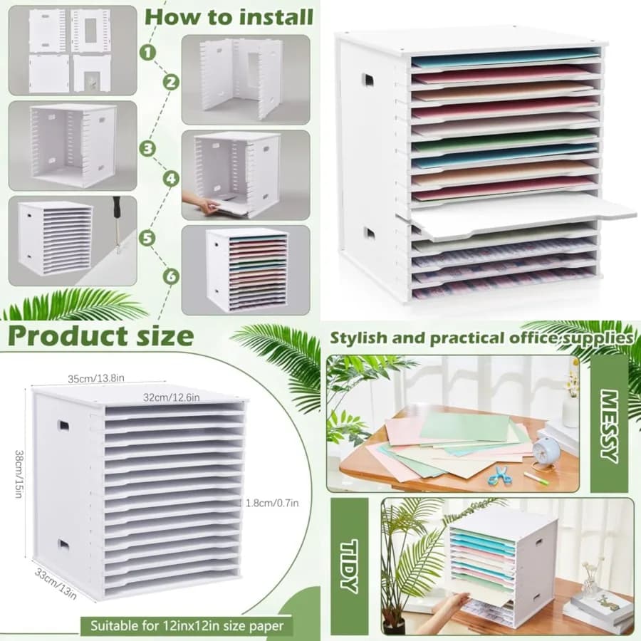 Organizzatore per Carta da Scrapbook, Porta Documenti Regolabile da Scrivania, Scaffale per Archiviazione, Portadocumenti Largo per Scuola