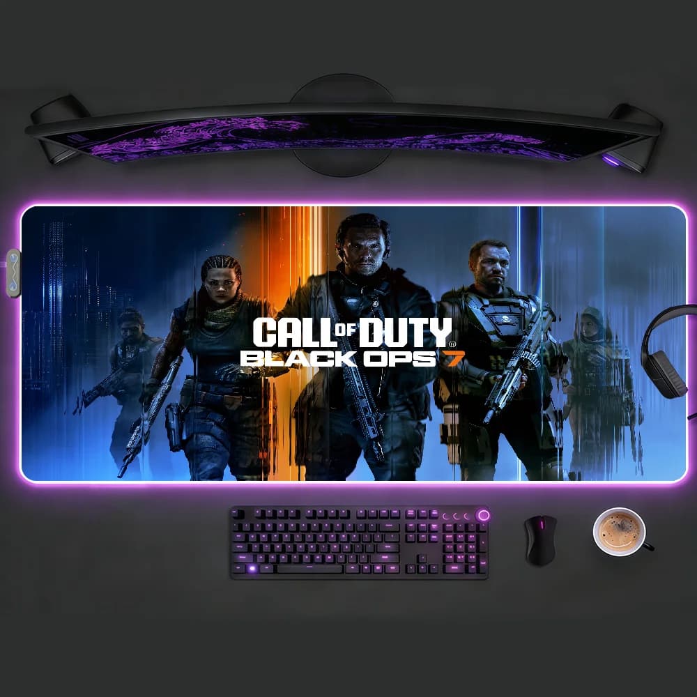 Tappetino per Mouse Gaming RGB LED Call of Duty Ghostbusters 7, Antiscivolo, Impermeabile, Grande, per Camera da Letto e Ufficio