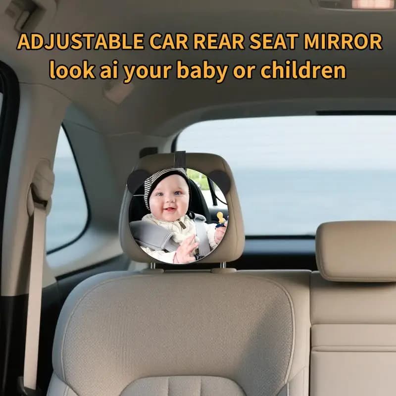 Specchietto per seggiolino auto per bambini Specchietto retrovisore per auto per bambini Orecchie da orso regolabili Monitor retrovisore Accessori da viaggio trasparenti per ampia vista