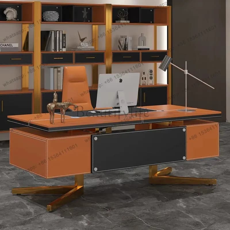 Scrivania Direzionale Moderna di Design con Cassetti, Lussuosa e Grande, per Studio, Computer, Gaming e Postazione Ergonomica - Arredamento